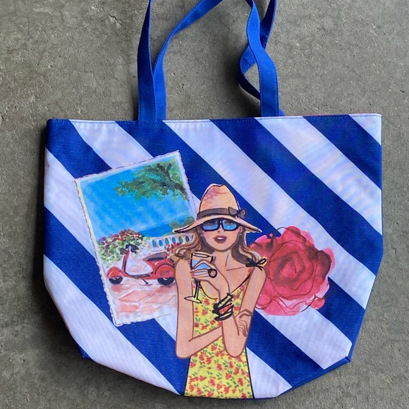 Lancome Handbags - Lancom Paris Blue France Floral Tote Bag - NEW